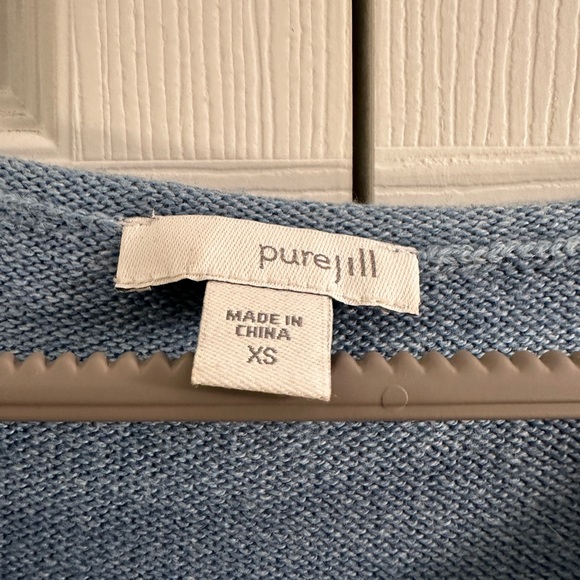 J Jill Pure Jill Cotton Cashmere Blend Knit Pullover Sweater Dress Pale Blue XS - Picture 2 of 9